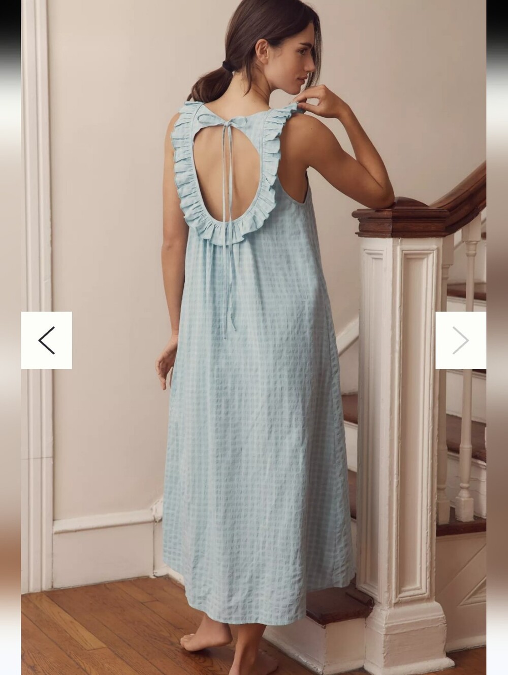 Anthropologie Teal Searsucker Sleeveless Ruffle Two Piece Pajamas Set Size XL - Picture 3 of 7
